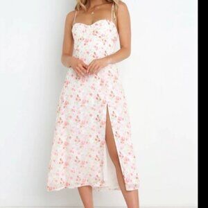 Petal + Pup Floral Satin Midi Dress | Size 10